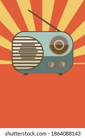 Abstract small AM retro radio design colorful illustration.