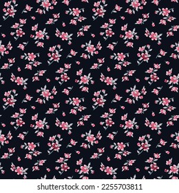 abstrakte kleine Vektorblume, nahtloses Muster, Stoffdruck-Design, kleines, florales Vektormuster
