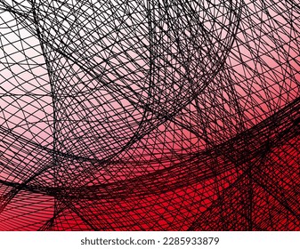 Abstract small wavy chaotic pattern on red design