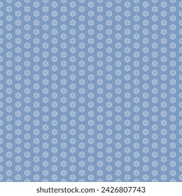 Abstract small white flowers seamless pattern geometric floral motif on blue background. Vintage ornamental design, decorative pattern, continuous background. High resolution.