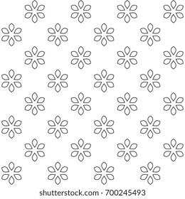 Abstract small white flowers seamless pattern geometric floral motif white background. Vintage ornamental design decorative ornament continuous background. High resolution image, digital illustration.
