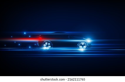 Abstract smart car Light out technology high speed Hitech communication concept innovation background,  vector design