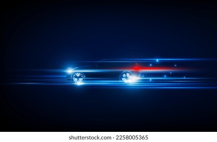 Abstract smart car Light out technology high speed Hitech communication concept innovation background,  vector design