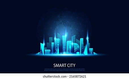 abstract smart city building modern blue and space on a modern background futuristic digital