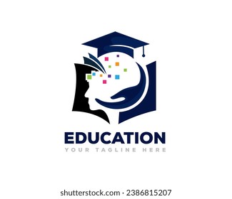 abstract smart human creative book graduate logo icon symbol design template illustration inspiration