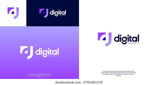 Logotipo de tecnología inteligente abstracto, con concepto de letra, servicios de sistema digital, Plantilla de Diseño gráfico.