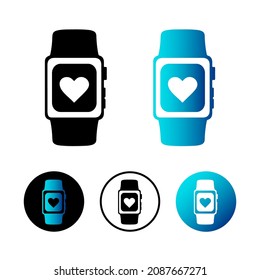 Abstract Smart Watch With Heart Icon Illustration