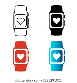 Abstract Smart Watch With Heart Silhouette Illustration, can be used for business designs, presentation designs or any suitable designs.
