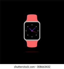 Abstract smart watch icon with a clock