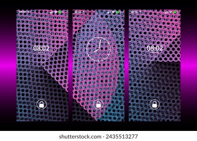 The abstract smartphone wallpaper with shadow line peeked out from behind the perforated metal plat