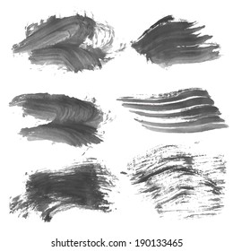 Abstract smears black liquid paint a broad brush 1