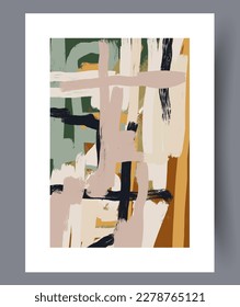 Resumen manchas caóticas estampadas de arte mural de plantilla. Paredes de arte para el diseño interior. Afiche de frotis abstracta mínimo imprescriptible. Fondo decorativo contemporáneo con plantilla.