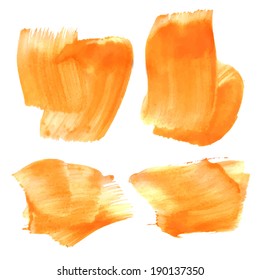 Abstract smears orange liquid paint a broad brush