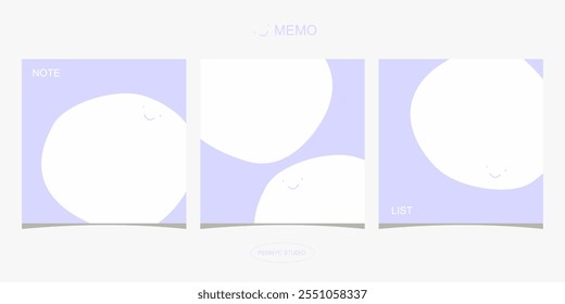 Abstract Smile Face Shape Soft Pastel Purple Minimalist Memo Note Pad Printable Design 