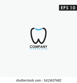 Abstract Smile Tooth Logo Design Vector Template.
