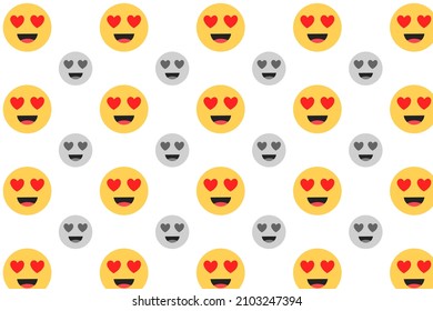 Abstract Smiling Face with Heart Eyes Pattern Background