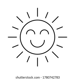 Abstract Smiling Sun Line Icon Isolated On A White Background. EPS10 Vector File