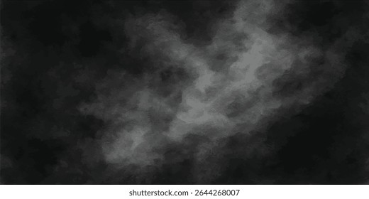 Fumaça abstrata sobre um fundo preto escuro, lembrando um misterioso céu noturno com traços de névoa colorida e uma textura explosiva e tempestuosa