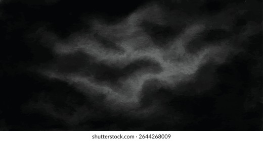 Fumaça abstrata sobre um fundo preto escuro, lembrando um misterioso céu noturno com traços de névoa colorida e uma textura explosiva e tempestuosa
