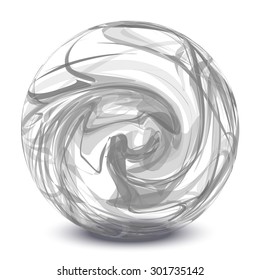 Abstract smoke sphere on a white background. Abstract circle. Vector illustration.