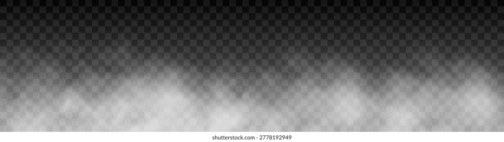 Abstract smoke vector with flowing mist and steam vapour, isolated on transparent background, atmospheric black fog texture for cinematic chemical effect illustration design