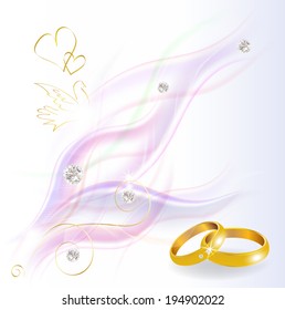 Abstract smoked background with diamonds and wedding rings