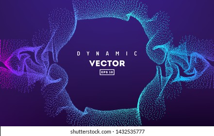 Abstract smokey wave vector background. Nano dynamic flow with 3d particles. Smoky dynamic wavy effect flow illustration