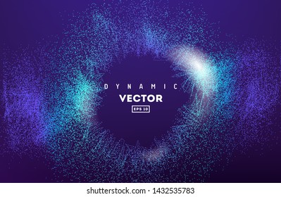 Abstract smokey wave vector background. Nano dynamic flow with 3d particles. Smoky dynamic wavy effect flow illustration