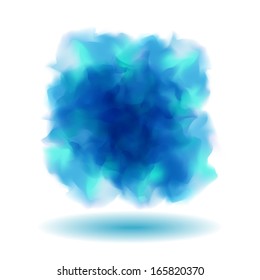 Abstract Smoky Blue Shape on White Background with shadow, vector