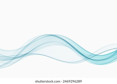 Abstrakter Rauchwellen-Hintergrund. Blauer abstrakter Wellenfluss. Transparente Wellenlinien
