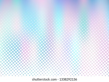 Abstract smoot blurred holographic gradient background with white halftone effect. Hologram  Luxury trendy tender pearlescent. Vector illustration