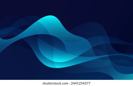 Abstract smooth blue light wave background. Vector illustration