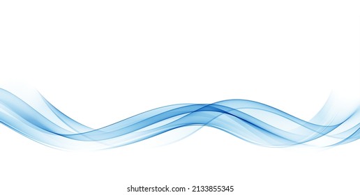 Abstract smooth blue wave element. Flow curve blue motion illustration. Smoky wave design.