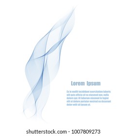 Abstract smooth blue wave vector. Illustration of a blue curve motion
