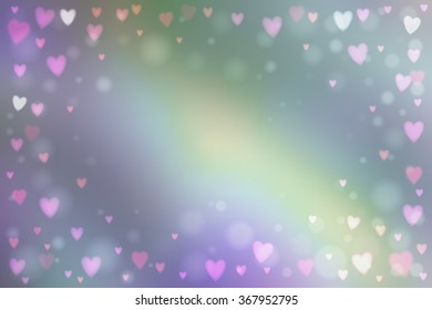 Abstract smooth blur background with small heart-shaped lights over it.