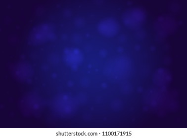 Abstract smooth blur dark blue horizontal vector background with bokeh lights.
