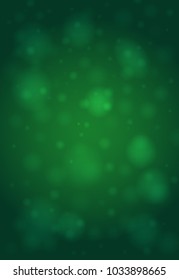 Abstract smooth blur dark green vertical vector background with bokeh lights.