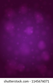 Abstract smooth blur dark purple vertical vector background with bokeh lights.