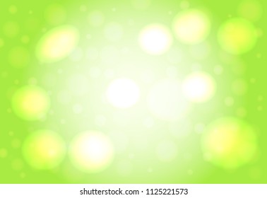 Abstract smooth blur light lime green horizontal vector background with bokeh lights.