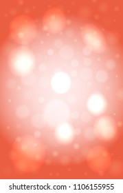 Abstract smooth blur light orange vertical vector background with bokeh lights.