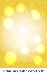 Abstract smooth blur light yellow vertical vector background with bokeh lights.