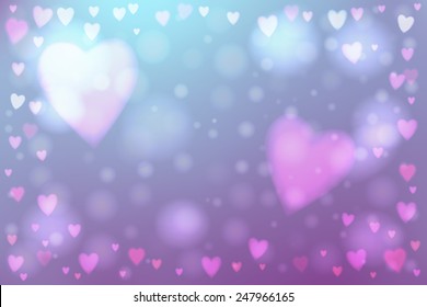Abstract smooth blur pink background with heart-shaped lights over it.