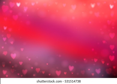 Abstract smooth blur pink background with small heart-shaped lights over it.