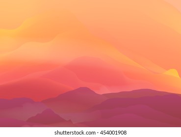 Abstract Smooth Blurred Mountain Landscape - Vector Illustration