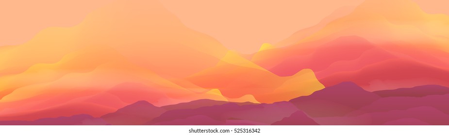 Abstract Smooth Blurred Mountain Landscape Panorama - Vector Illustration