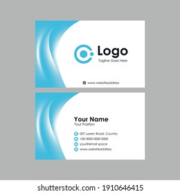 abstract smooth business card with blue flowing mesh gradient design, professional stylish name card template vector