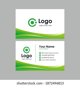 abstract smooth business card with natural green wavy mesh gradient design, professional stylish name card template vector