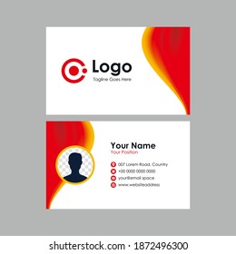 abstract smooth business card with red orange mesh gradient design, professional stylish name card with photo space template vector