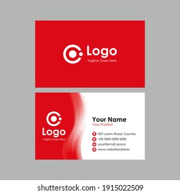 abstract smooth business card with red white wavy mesh gradient design, professional stylish name card template vector