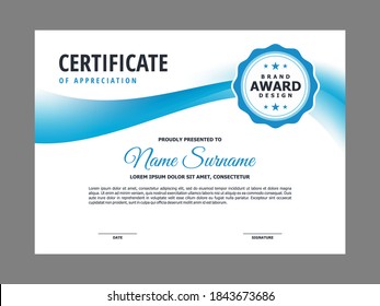 Certificate Appreciation Template Certificate Achievement Awards Stock ...